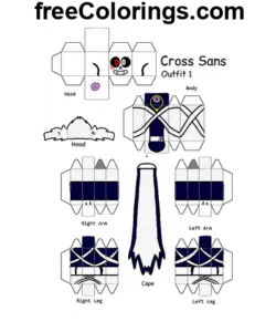 Cross Sans Minecraft Skin 1 Papercraft Ausmalbild