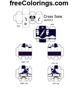 Cross Sans Minecraft Skin 2 Papercraft Ausmalbild