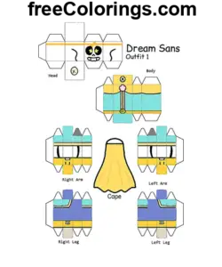 Dream Sans Minecraft Skin Outfit 1 Papercraft Ausmalbild