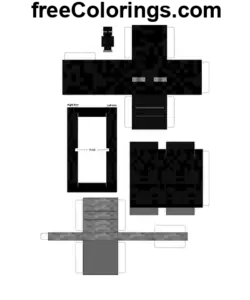 Enderman Minecraft Papier Spielzeug Papierhandwerk Ausmalbild