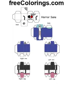 Horror Sans Minecraft Skin Papercraft Ausmalbild