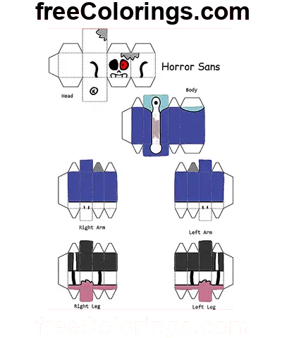 Horror Sans Minecraft Skin Papercraft Ausmalbild