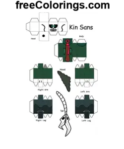 Kin Sans Minecraft Skin Papercraft Ausmalbild