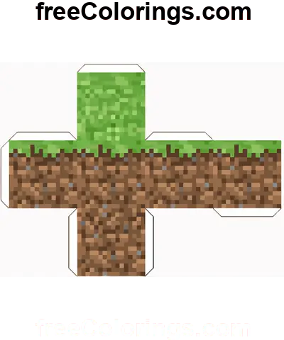 Boden Gras Minecraft Würfel Papierhandwerk Ausmalbild