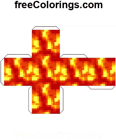 Lava Minecraft Würfel Papierhandwerk Ausmalbild