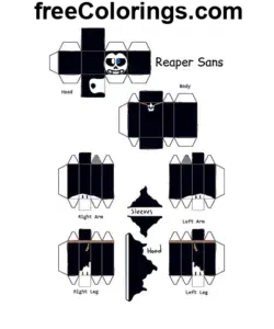 Reaper Sans Minecraft Skin Papercraft página de colorir