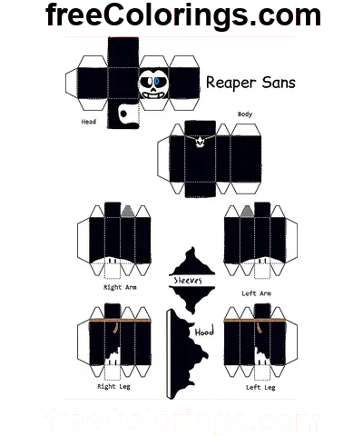 Reaper Sans Minecraft Skin Papercraft página de colorir