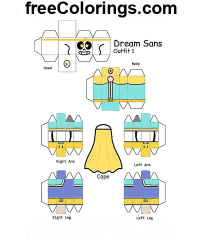 Dream Sans Minecraft Skin Outfit 1 Papercraft coloring page