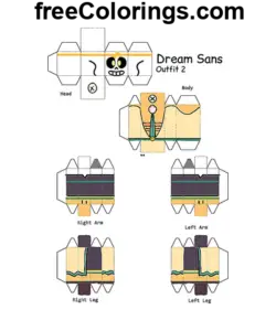 Dream Sans Minecraft Skin Outfit 2 Papercraft coloring page