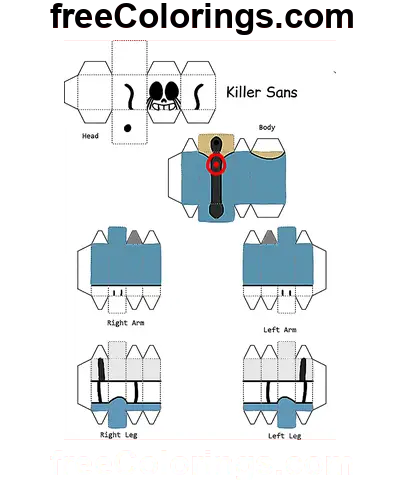 Killer Sans Minecraft Skin Papercraft coloring page