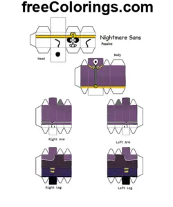 Nightmare Sans Minecraft Skin Passive Papercraft coloring page