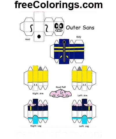 Outer Sans Minecraft Skin Papercraft coloring page