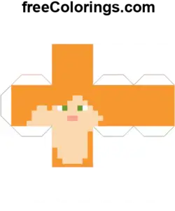 Alex Minecraft Cube Papercraft coloring page