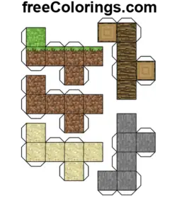 Blocks Minecraft Cube Papercraft coloring page