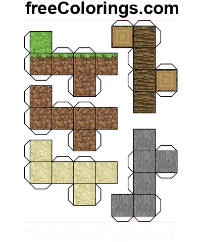 Blocks Minecraft Cube Papercraft coloring page