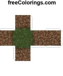 Grass Block Minecraft Cube Papercraft coloring page