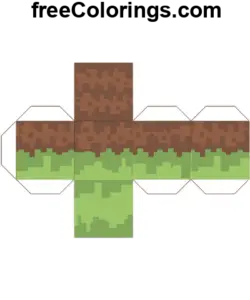 Grass Minecraft Cube Papercraft coloring page