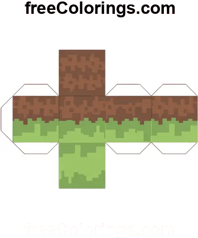 Grass Minecraft Cube Papercraft coloring page