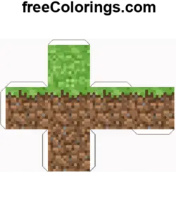 Ground Grass Minecraft Cube Papercraft coloring page