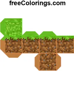 Ground Minecraft Cube Papercraft coloring page