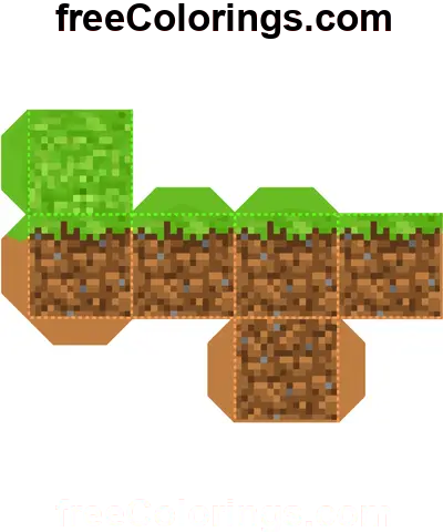 Ground Minecraft Cube Papercraft coloring page