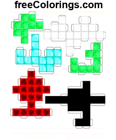 Minecraft Papercraft Blocks coloring page