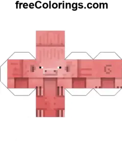 Pig Minecraft Cube Papercraft coloring page