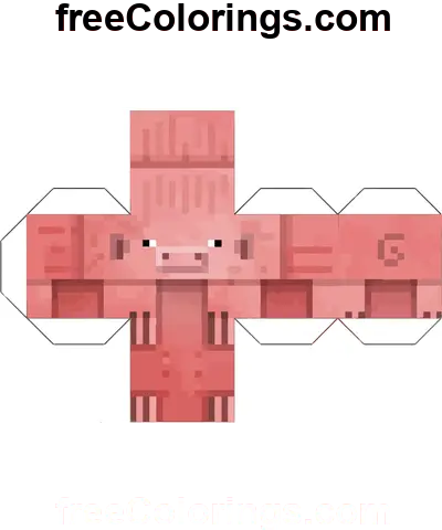 Pig Minecraft Cube Papercraft coloring page