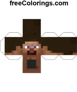 Steve Minecraft Cube Papercraft coloring page