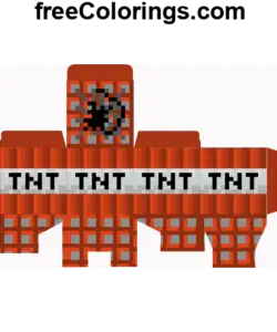 Tnt Minecraft Cube Papercraft coloring page