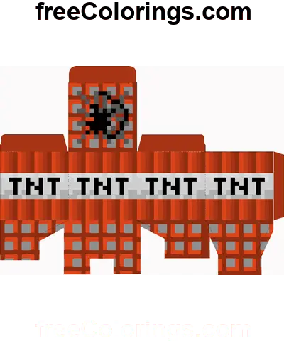 Tnt Minecraft Cube Papercraft coloring page