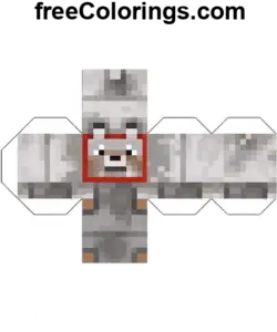 Wolf Minecraft Cube Papercraft coloring page