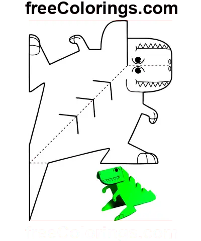 Dinossaur Paper Toy Papercraft coloring page