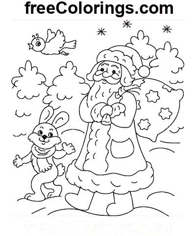 New Year Father Frost coloring page