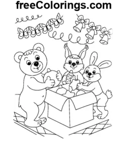 New Year Animal Friends coloring page