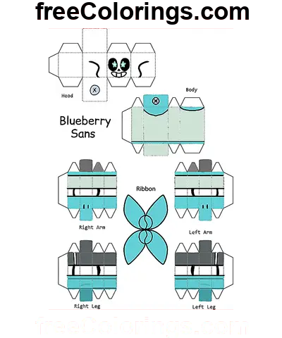 Blueberry Sans Minecraft Skin Papercraft dibujo para colorear