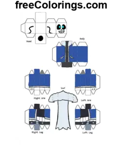 Abisso Sans Minecraft Skin Paper Craft disegno da colorare