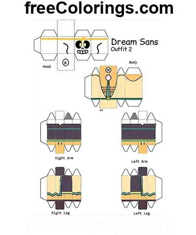 Dream Sans Minecraft Skin Outfit 2 Papercraft disegno da colorare