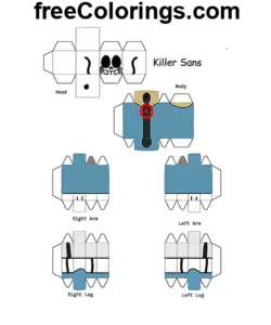 Killer Sans Minecraft Skin Papercraft disegno da colorare