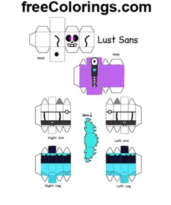 Lussuria Minecraft Skin Papercraft disegno da colorare