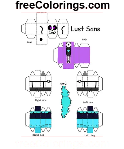 Lussuria Minecraft Skin Papercraft disegno da colorare