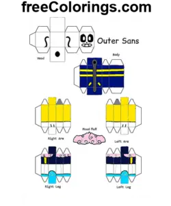 Esterno Sans Minecraft Skin Papercraft disegno da colorare