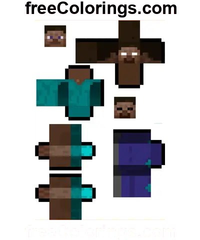 Steve e Herobrine Modello di carta artigianale disegno da colorare