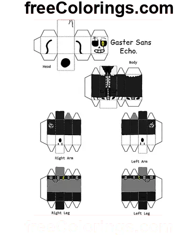 Echo Gaster Minecraft Skin Papirhåndverk fargelegge