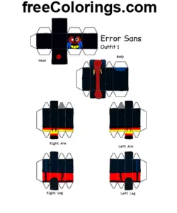 Feil Sans Outfit 1 Papercraft fargelegge