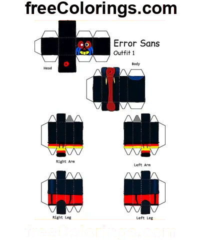 Feil Sans Outfit 1 Papercraft fargelegge