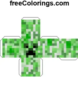 Creeper Cube papirhåndverk fargelegge