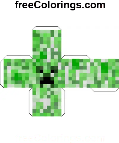 Creeper Cube papirhåndverk fargelegge