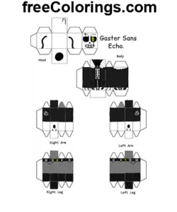 echo Gaster Minecraft hud Papercraft målarbok