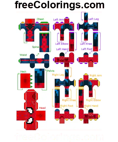 Spider Man Minecraft Skin Papercraft pliable coloriage